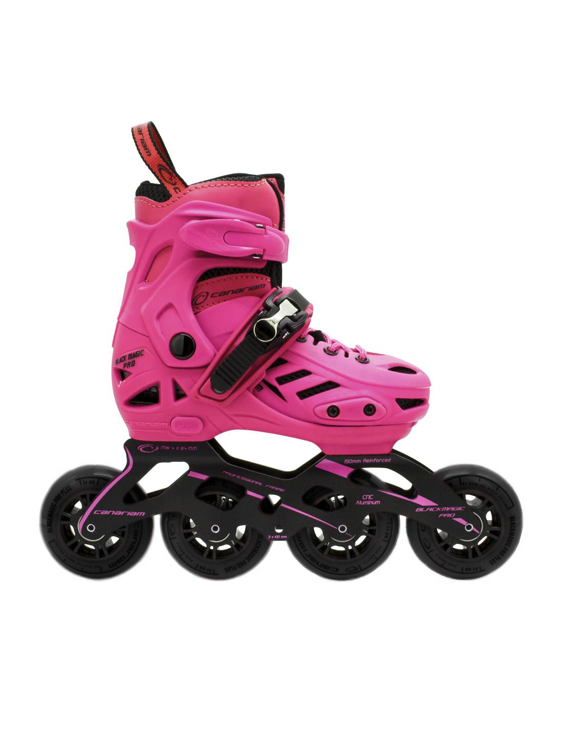 Patin Roller en linea  Canariam ajustable Black Magic Pro Plus 80MM fucsia
